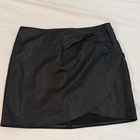 Abercrombie & Fitch Dresses & Skirts - Abercrombie & Fitch Black Faux Leather Mini Skirt with Wrap Hem